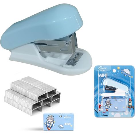 Mini agrafeuse et agrafes avec 400 agrafes standard 26/6, portable sans effort, capacité de 2 à 25 feuilles, jolie agrafeuse pour enfants, cadeau pour étudiant, bureau, maison, école (1/5)