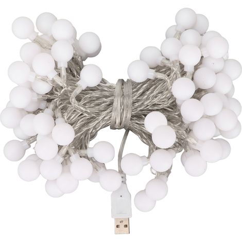 Guirlande lumineuse à boules LED décoratives, étanche, alimentée par USB, colorée, idéale pour Noël, les fêtes, les chambres et les mariages. Longueur : 10 m (32,8 pi). Nombreuses lumières. (1/5)