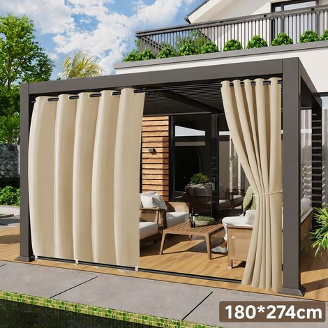 ROSNEK WindGuard Rideau extérieur extra-large imperméable coupe-vent à œillets 180 x 274 cm Beige 1 panneau