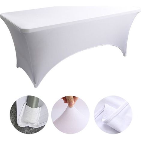 Elastische Tischdecke Stretch Tischüberwurf Partydekoration Reißfest 183 x 75 x 75 cm Weiß (1/5)