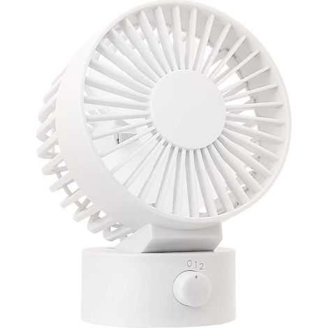 Leiser Mini-Tischventilator, persönlicher tragbarer USB-Ventilator für Büro, Zuhause, Büro und Schlafzimmer – Weiß