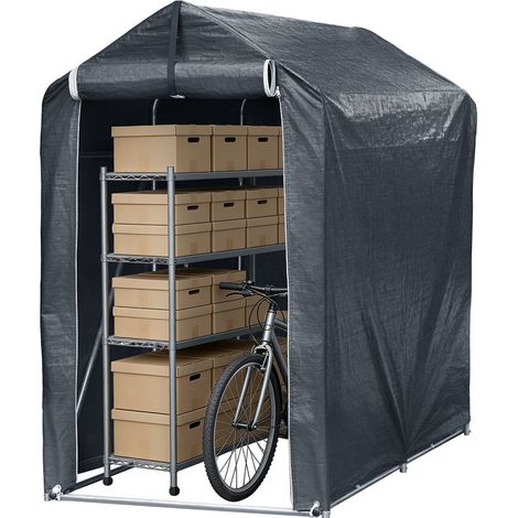 Jiubiaz Fahrradgarage Garagenzelt 187x100x165cm, Wasserdichtes Fahrradzelt 160g PE, UV-Schutz Unterstand für 2 Fahrräder, Stahlrahmen Verzinkt, Grau