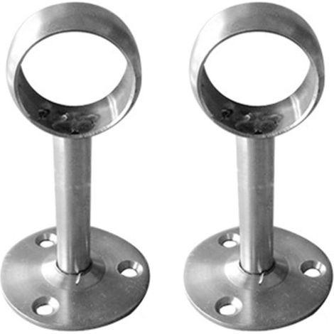 2 supports de tringle à bride pour fixation au plafond, support de rideau de douche en acier inoxydable, douille pour tuyau de rideau de douche de placard (1/5)
