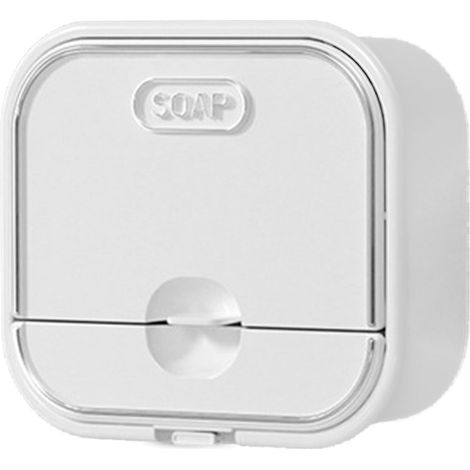 Weiße, wandmontierte Seifenschale mit abnehmbarem Deckel für das Badezimmer, wasserdichte Aufbewahrungsbox (1/5)
