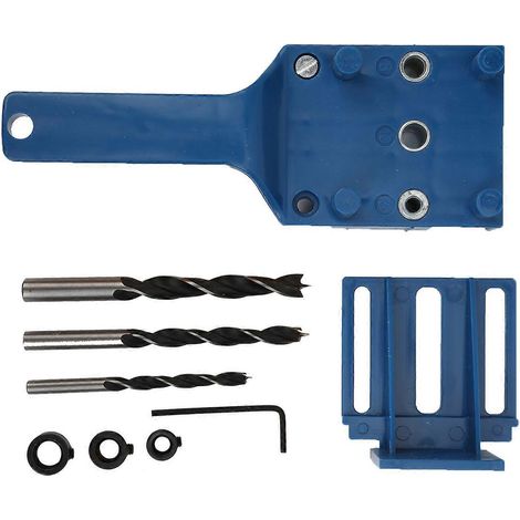 8-teiliges Set Holzbearbeitungs-Lochstanzer, Bohr- und Dübelführungswerkzeuge für die Tischlerei (Blau)