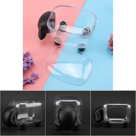Tragbare, multifunktionale Aufbewahrungsbox für Wattebällchen/Wattestäbchen/Zubehör – Schreibtisch-Organizer in Schafform, transparent schwarz, 12 x 8,5 x 8 cm (1/5)