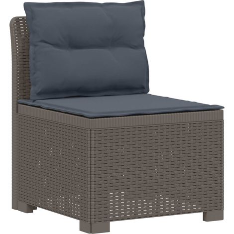 vidaXL Sillón Individual de Jardín con Cojines Apariencia de Ratan PP (1/2)
