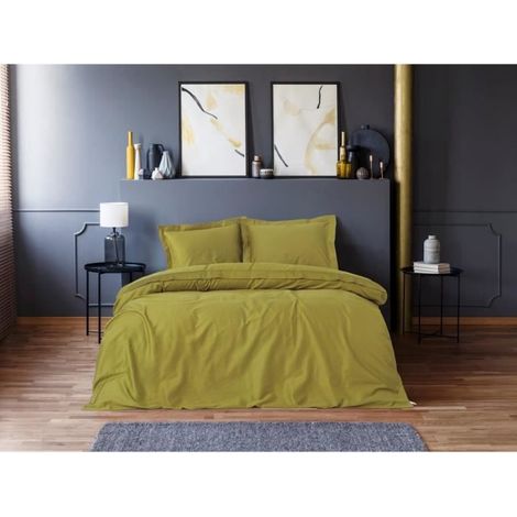 Bettwäsche - 1 Bettdeckenbezug 220 x 240 cm + 2 Kissenbezüge 60 x 60 cm - Satin 100% Baumwolle - Grün
