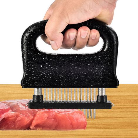 Attendrisseur de viande avec brosse de nettoyage et 48 lames d'aiille ultra tranchantes en acier inoxydable, outil de cuisson pour attendrisseur de steak de boeuf/porc/poulet (1/5)
