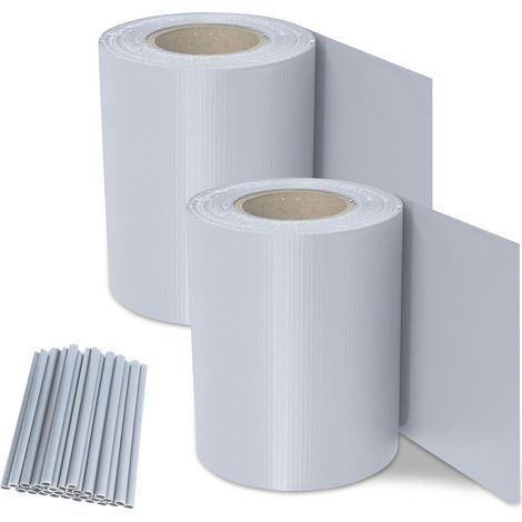 Wolketon 2 rollos de tiras de PVC para protección visual 70 m x 19 cm Lámina de protección visual con 60 clips de fijación para vallas de jardín, balcones Gris