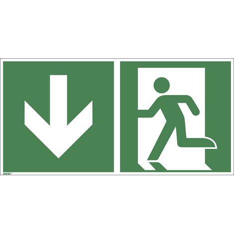 Signaux de secours Sortie de secours vers le bas, Type: 12300