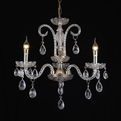 TrAdE Shop Traesio - Lampadario A 3 Bracci Classico A Sospensione Lampada Impero Barocco Cristalli 92471 - (1/2)