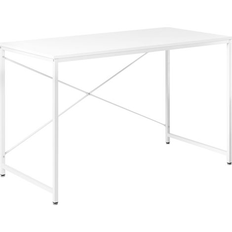 Scrivania da ufficio per casa con gambe e struttura in ferro verniciato a polvere e piano in MDF bianco industriale Andaste