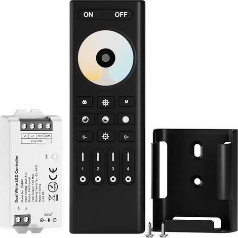4-Zonen-CCT-LED-Controller-Set – 1 Funkfernbedienung – 2,4-GHz-Funk – 1–100 % dimmbar – Für LED-Streifen im Innenbereich – DC 5 V/12 V/24 V (1/5)