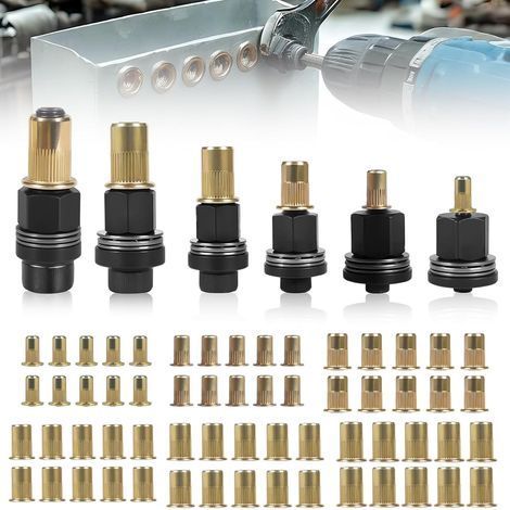 Lot de 6 pinces à insert fileté metal, Metal Ecrou a Sertir pour M3 M4 M5 M6 M8 M10 avec 60 écrous Écrous Riveteuse manuelle (1/5)
