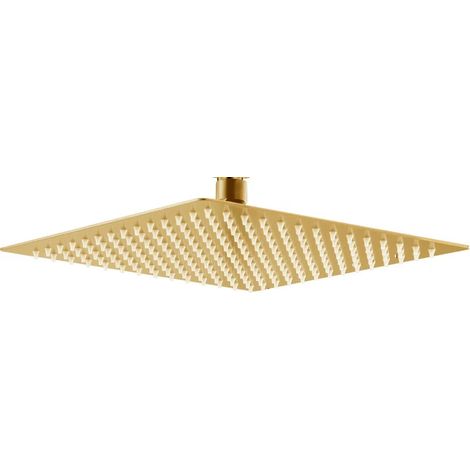 Rociador extraplano cuadrado 30×30 cm acero inox oro cepillado