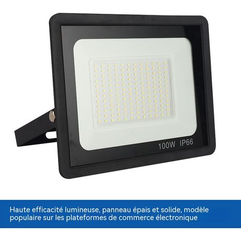 Lampe projecteur LED extérieure 100W IP66, spot étanche haute luminosité avec dissipation thermique en aluminium