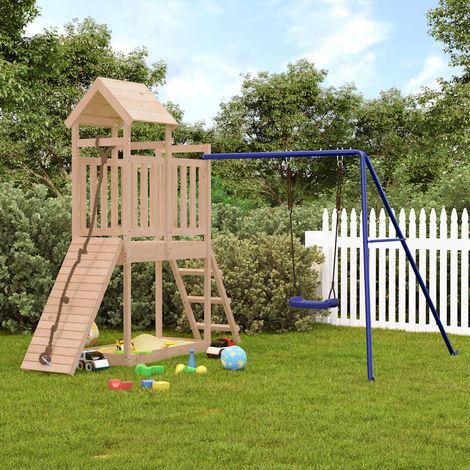 Aire de Jeux Maisonnette de jeu avec mur d'escalade balançoire - Maison de jeu - bois de pin BV254581 - BonneVie (1/5)