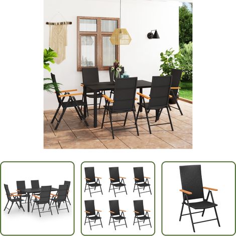 vidaXL Terrassenset - 7-tlg. Garten-Essgruppe Schwarz und Braun (1/5)