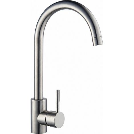 Grifo de fregadero de cocina con ca帽o giratorio, acero inoxidable. (1/3)