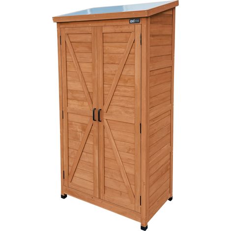 Axi Hugo Armoire De Jardin En Bois Marron Caffé - 85 X 52 X 174 Cm Armoire Exterieur, Armoire À Outils Pour Le Jardin Avec 3 Étagères Fixes / Meuble Exterieur Rangement Pour Le Jardin