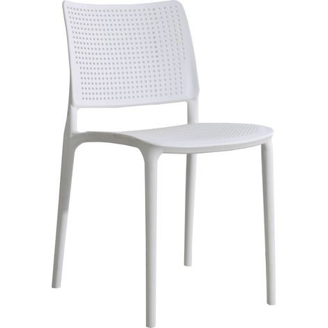 Chaise de terrasse ajourée en plastique blanc (1/5)