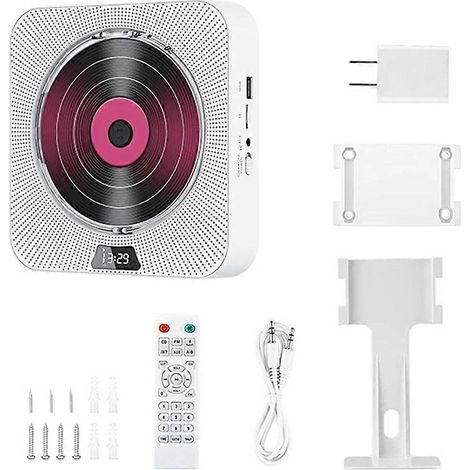 Tragbarer CD-Player, Bluetooth-CD-Lautsprecher, Digitalanzeige, Stereoanlage, Wandhalterung, Musikplayer für Studenten, US-Stecker. (1/5)