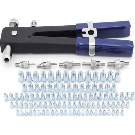 HOXILEELEO - 110pcs Écrou Rivet Gun Pince à Riveter Insert Fileté Riveteuse Professionnelle Outil de Rivet M3 M4 M5 M6 M8 Kit de Pince à Rivet (1/5)
