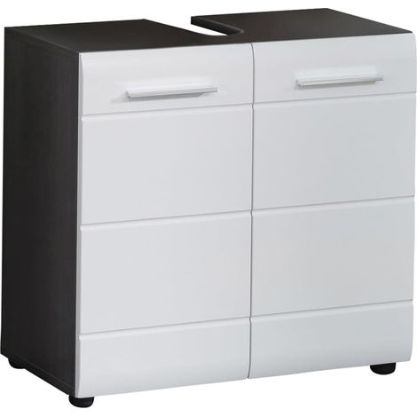 trendteam Waschbeckenunterschrank Bad Schrank LineBad Sardegna Weiß Rauchsilber 60 x 57 cm (1/5)