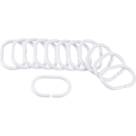 Lot de 12 Anneaux de Rideau de Douche "Vitamine II" 6cm Blanc (1/2)