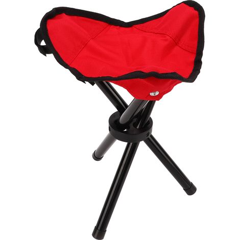 Tabouret trépied de camping portable, pliable et léger, idéal pour la randonnée, la chasse, la pêche et les voyages (rouge) (1/5)