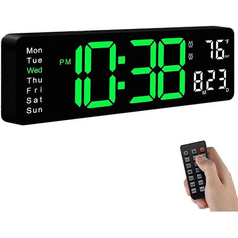 Horloge murale numérique, grand écran avec télécommande, idéale pour le salon, la chambre, la décoration, cadeau pour les personnes âgées. (1/5)