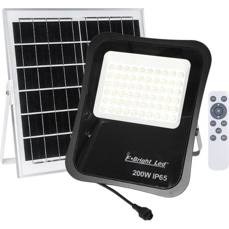 Proiettore Led da esterno 200w 3000k con pannello solare, sensore crepuscolare, telecomando e 1,5 mt di cavo