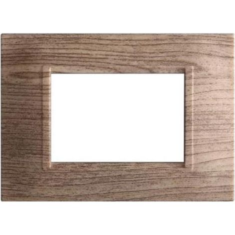 Plaque compatibles Bticino Livinglight 3 modules plastique carré couleur bois sombre
