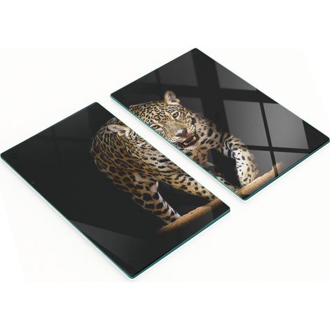 Tablas de cortar decorativas de cristal para cocina con estampado de jaguar, 2 x 30 x 52 cm. (1/5)