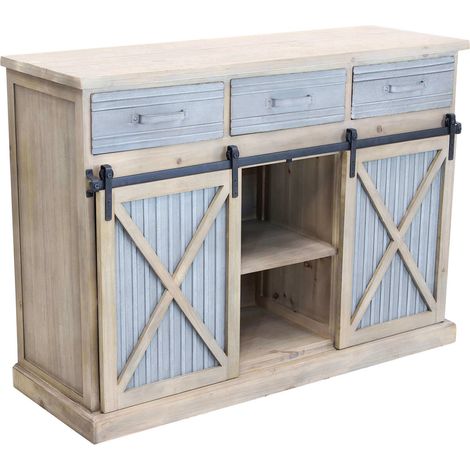 DOLPH MOBILE 3 CASSETTI IN LATTA E ANTE A SCORRIMENTO 113X39,5X81 CM BICOLOR (1/5)