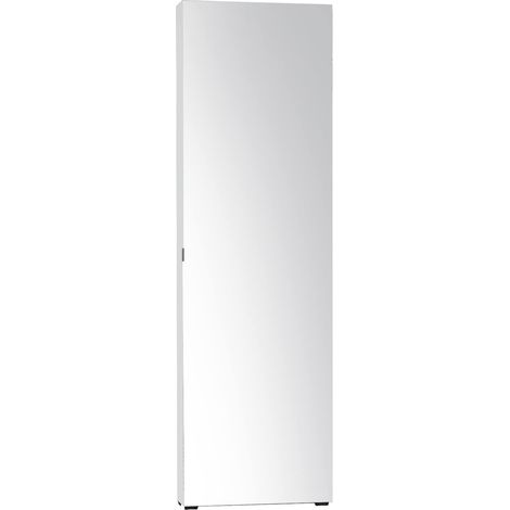 Armadio Multiuso 1 Anta Prehnite, 11 Ripiani, 12 Vani Made in Italy, 19x200h cm Bianco Lucido