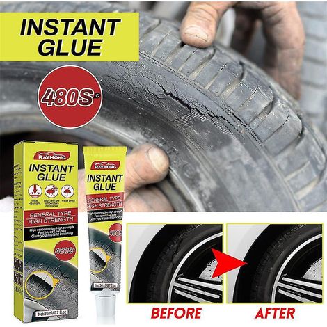 1/2 pièces colle noire réparation pneu crevaison adhésif fort instantané pour voiture auto véhicule (1/5)