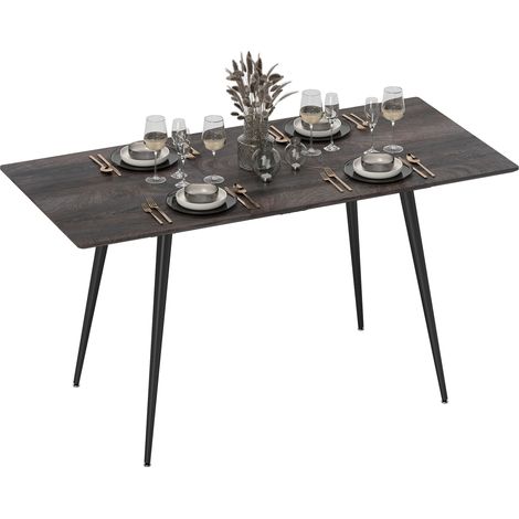 Table de salle à manger extensible, table pouvant accueillir de 6 à 8 personnes, table de cuisine avec pieds en acier massif (1/5)