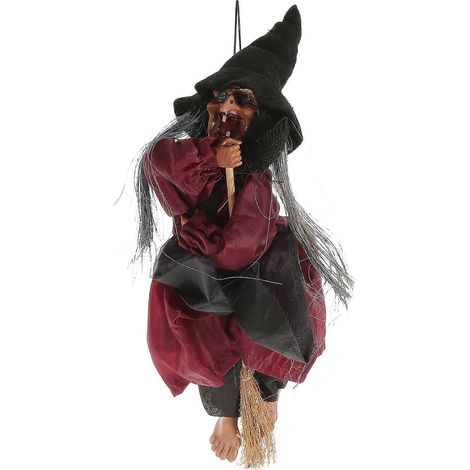 Sorcière suspendue d'Halloween de couleur aléatoire, activée par la voix, sans piles. Décorations de fantôme à suspendre pour bar ou maison hantée.-30cm (1/3)