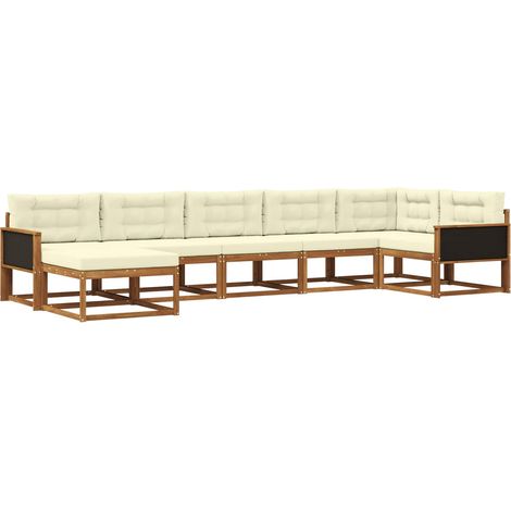 Outdoor Sofa Set with Cushion 7 pcs Natural and Cream vidaXL (1/5)