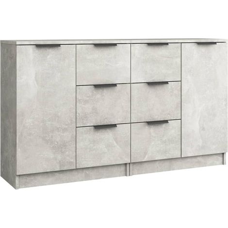 Maison Exclusive - Credenze 2 pz Grigio Cemento 60x30x70 cm in Legno Multistrato