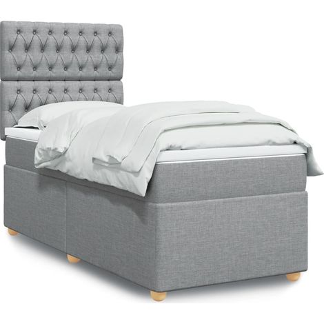 Boxspringbett mit Matratze Hellgrau 80x200 cm Stoff