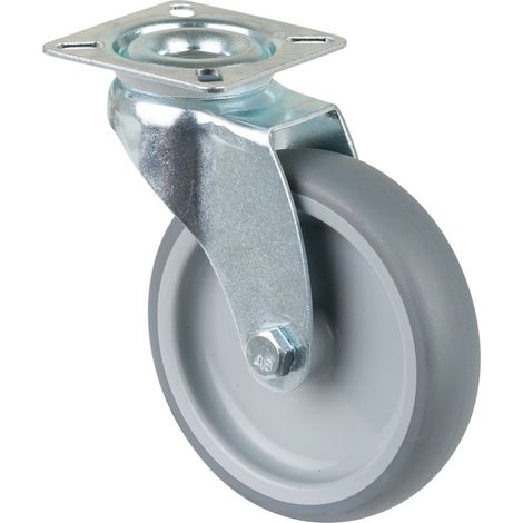 BS ROLLEN Lenkrolle 100mm Lg G1 Stahlbl verz. Gummirad (1/2)