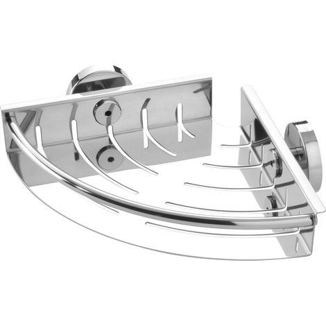 Panier de douche angulaire petit Acier inoxydable poli, 19,5x5x19,5 cm (1/4)