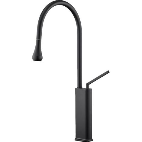 Lavabo girevole nero, nuovo rubinetto estraibile per acqua calda e fredda, lavandino del bagno, rubinetto per shampoo (1/4)