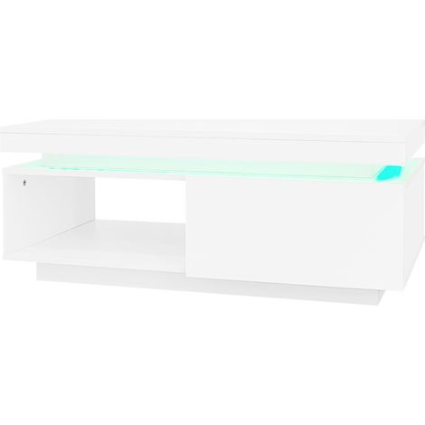 TV-Möbel- und Couchtisch-Set Weiß Hochglanz mit LED, Spanplatte, 2-teilig (1/5)