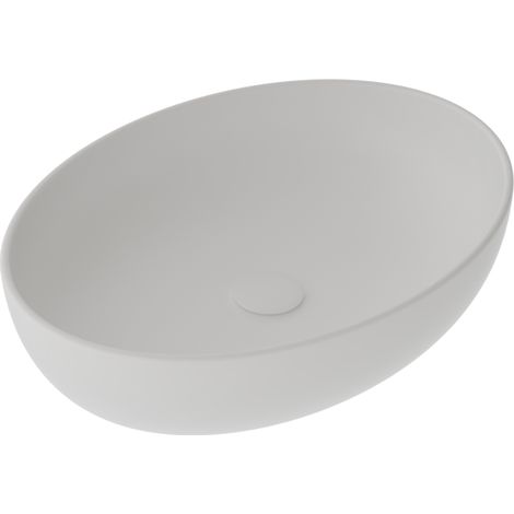 Lavabo Easy appoggio 55x42 ovale in ceramica bianco opaco di