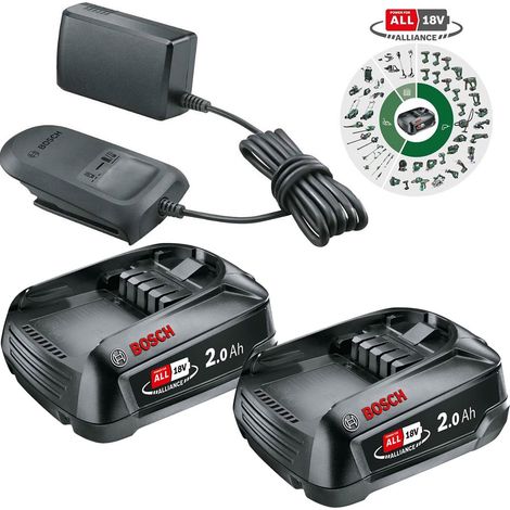 Bosch 18V Starter Set PBA 2x 2.0Ah Battery Power4All Charger Kit Power For All (1/5)