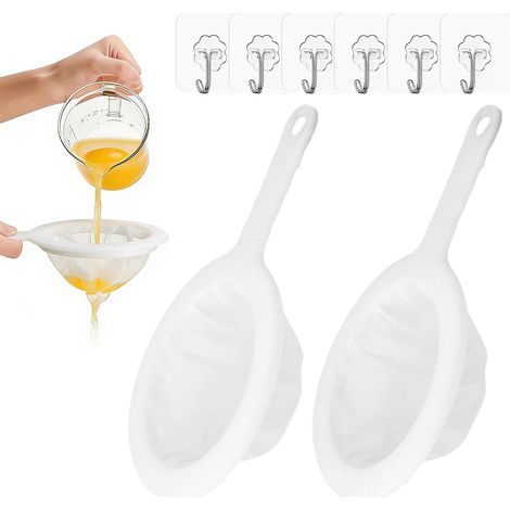 Juego de 6 coladores de plástico de malla 80/100/120/200/300/400, colador de cocina de nailon fino para kéfir, zumos, cabello, colador de cocina fino para filtración con mango (1/5)